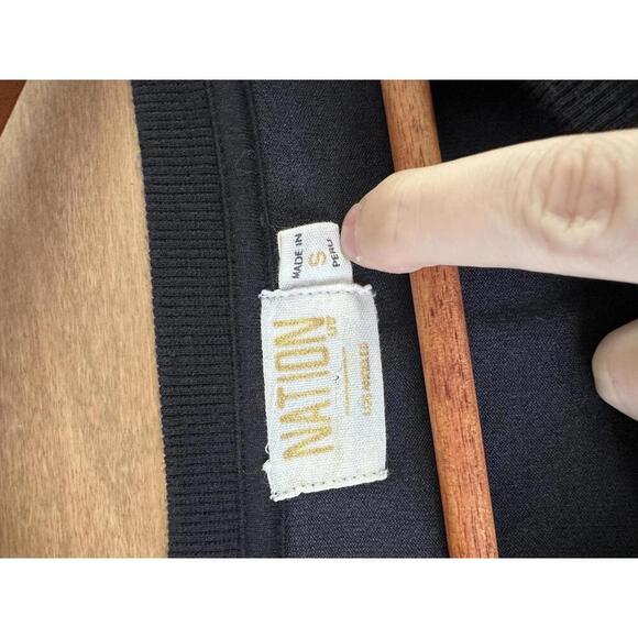 Nation LTD. Kiera Black Velvet Lantern Puff Sleeve Slouchy Crewneck Top sz Small - Picture 7 of 15